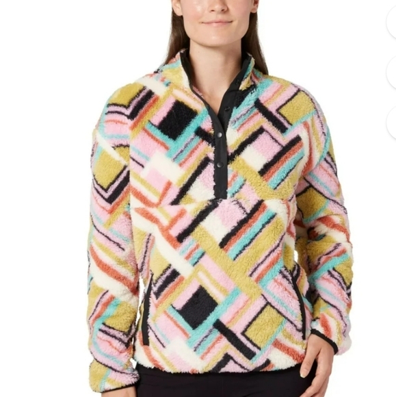 Hurley Sweaters - NWT Hurley Women's Snap Super Soft Plush Fleece Sweatshirt Pullover (Pink, XXL)